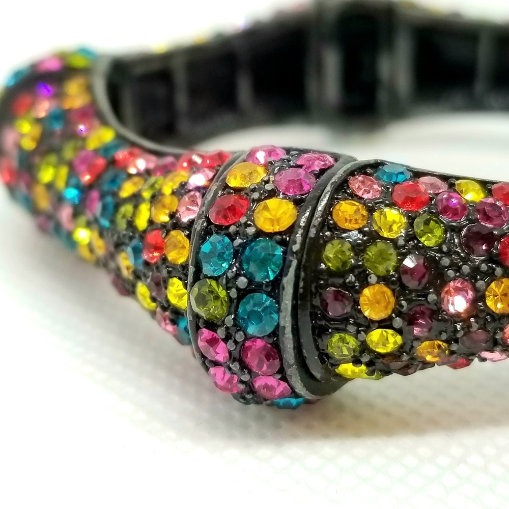 LIKE NEW Multi Color Rhinestone Stretch Bracelet - Picture 3 of 8